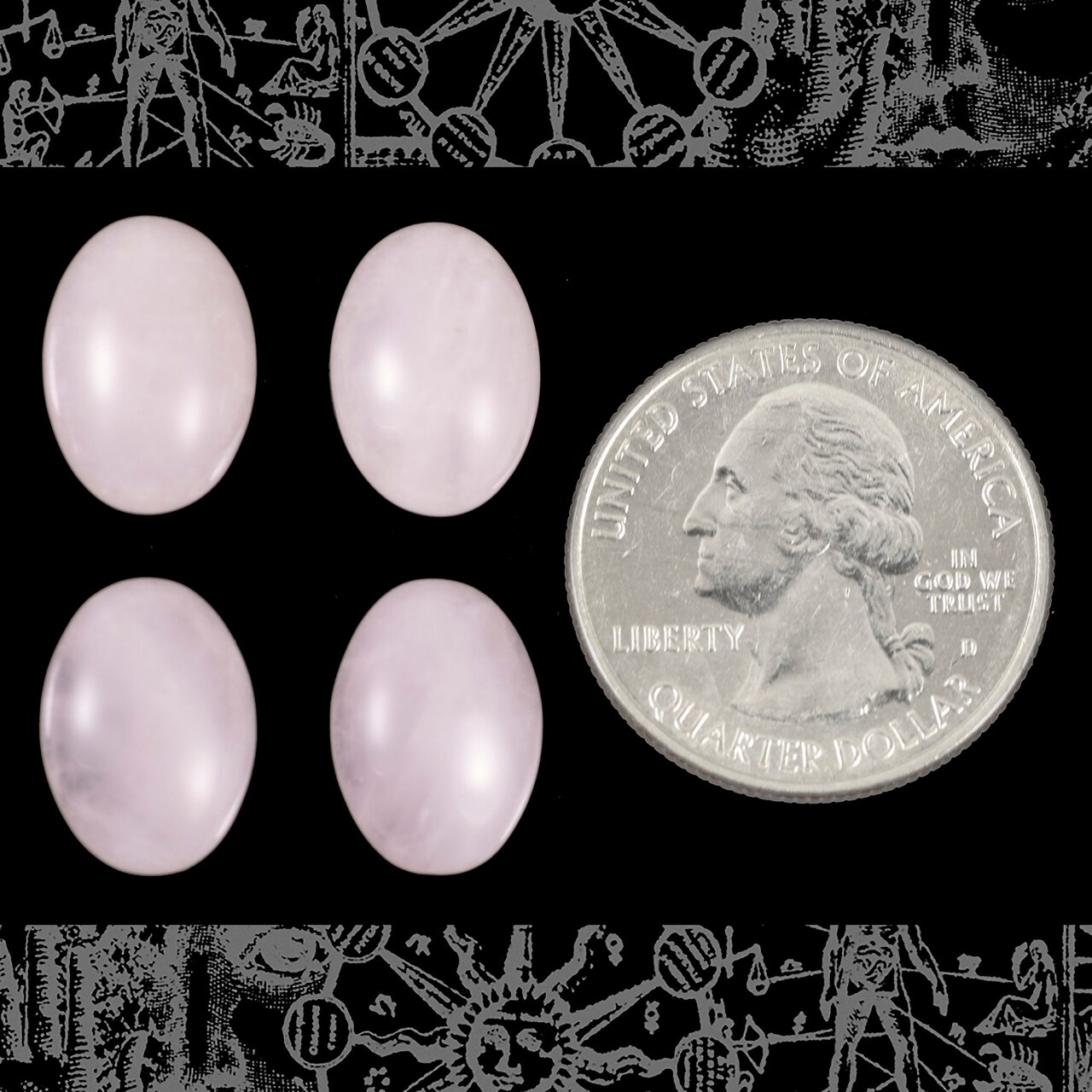 14mm x 10mm Rose Quartz Cabochons - Set of Four - XXX - STC14